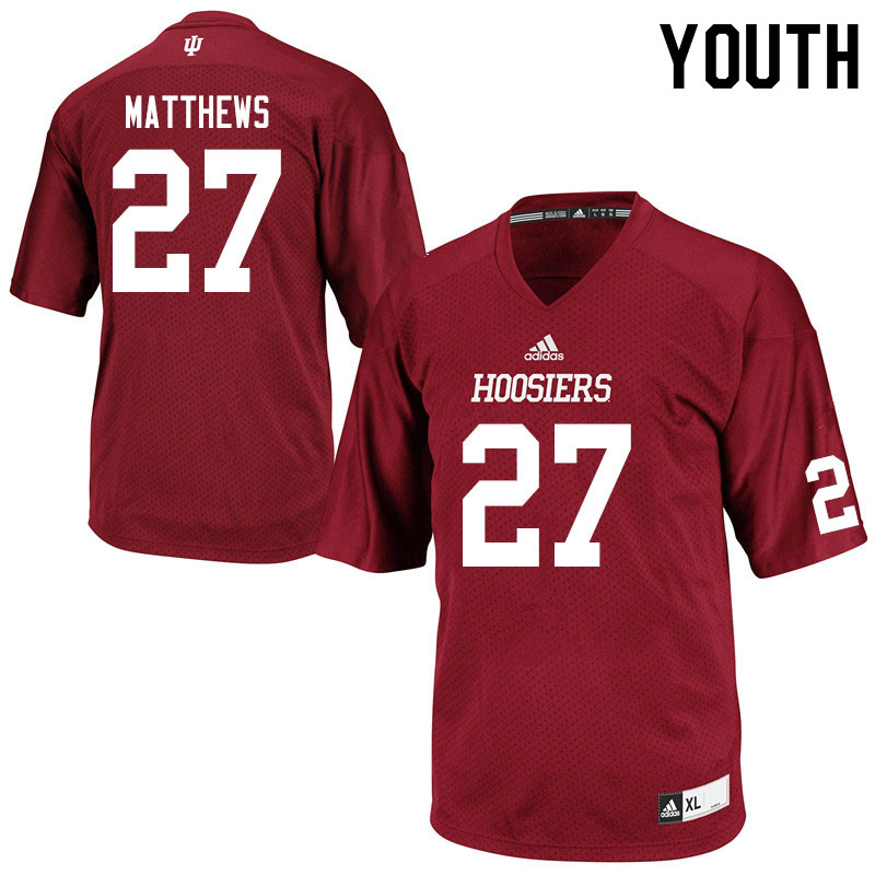 Youth #27 Devon Matthews Indiana Hoosiers College Football Jerseys Sale-Crimson